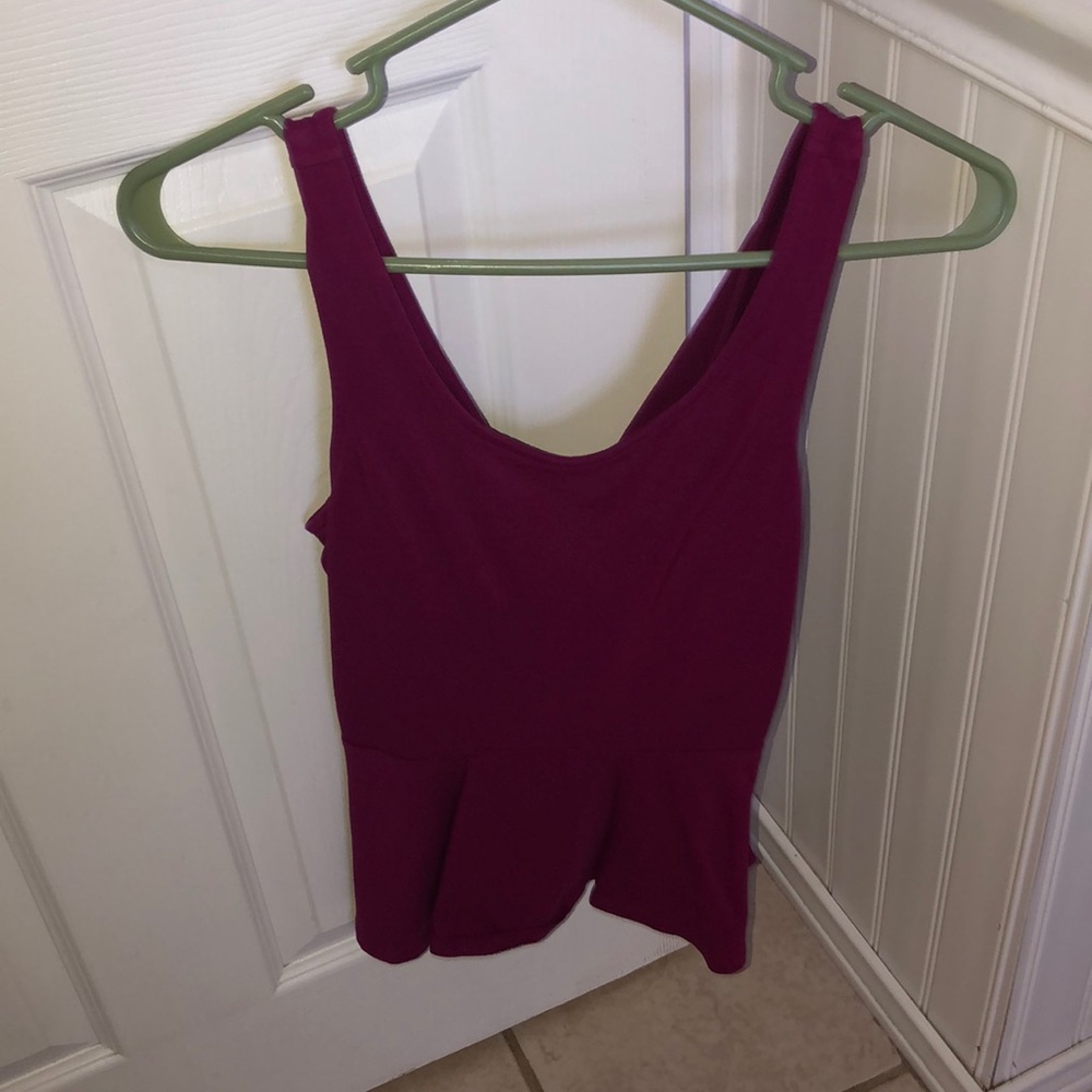 purple shirt with criss cross back